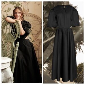 Especia x Sisterly Style Black Puff Sleeve Cutout Midi Dress Size Large
